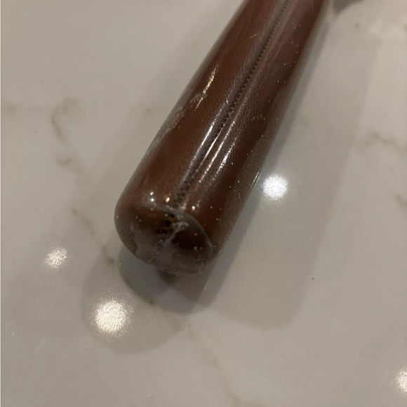 Aramis Vintage Classic Brown Umbrella Leather Handle Beige Trim 37" Never Used - Picture 5 of 8